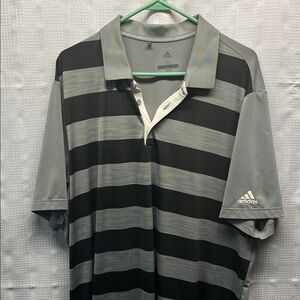 Adidas Men's Gray Striped Polo Shirt did